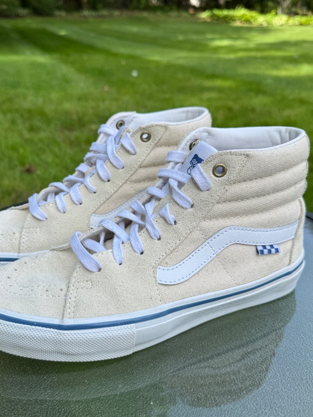 Vans Mens Sk8-Hi Raw Bone Canvas Classic White Colorway Men Size 7.5